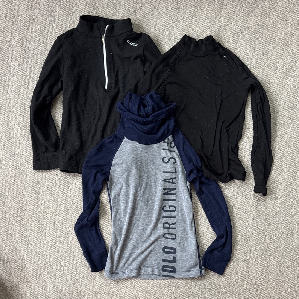 ODLO Originals Kids Long Sleeve Tees - Black and Gray